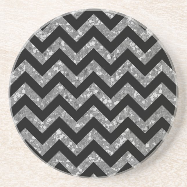 Posavasos De Arenisca Chevron Purpurina Look Coaster (Frente)