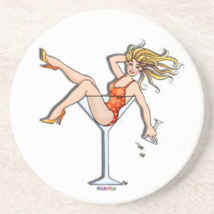 Posavasos De Arenisca Chica en una posa de Coaster de copa de Martini - 