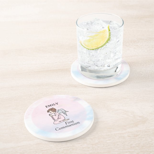 Posavasos De Arenisca Chica, primer ángel de la comunión (Lado)