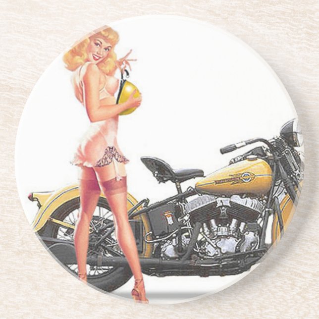 Posavasos De Arenisca Chica Vintage Sexie Pin Up (Frente)