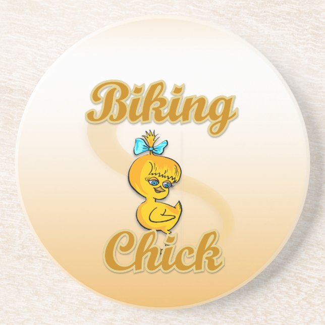 Posavasos De Arenisca Chick ciclista (Frente)