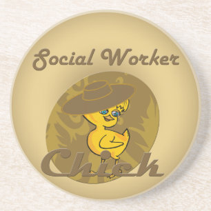 Posavasos De Arenisca Chick de trabajador social #6