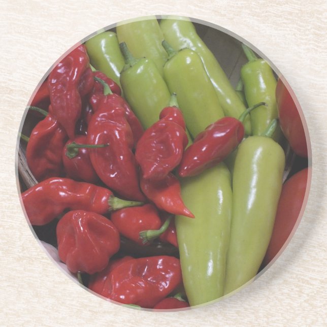 Posavasos De Arenisca Chili Peppers (Frente)