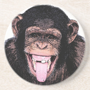 Posavasos De Arenisca Chimpancé de arte pop - Tonga pegada fuera