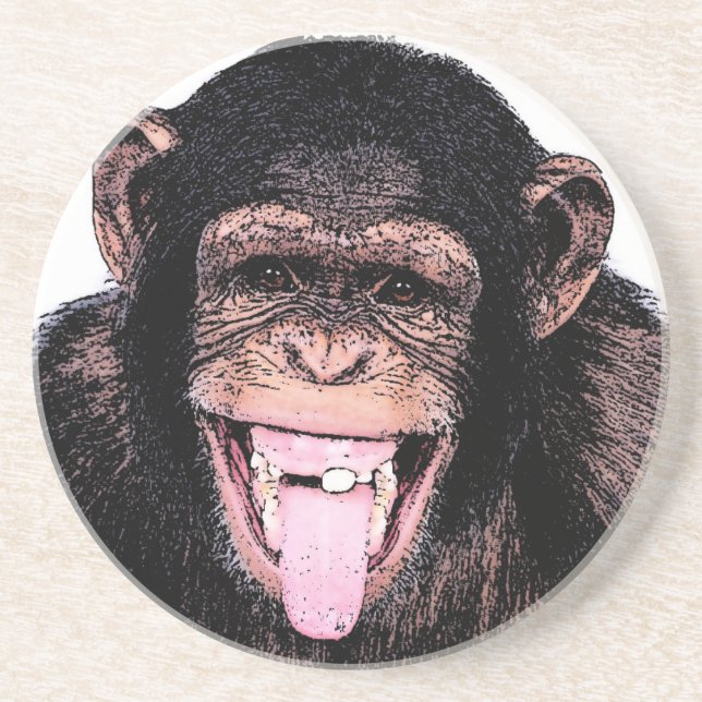 Posavasos De Arenisca Chimpancé de arte pop - Tonga pegada fuera (Frente)