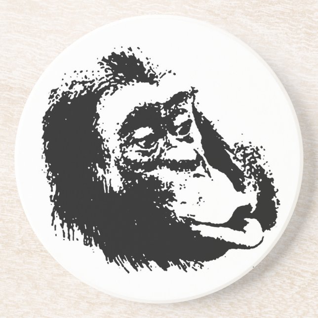 Posavasos De Arenisca Chimpanzee divertido de Pop Art (Frente)