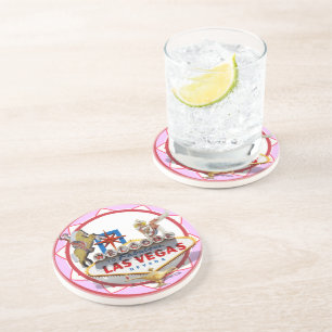 Posavasos De Arenisca Chip Pink Las Vegas Poker