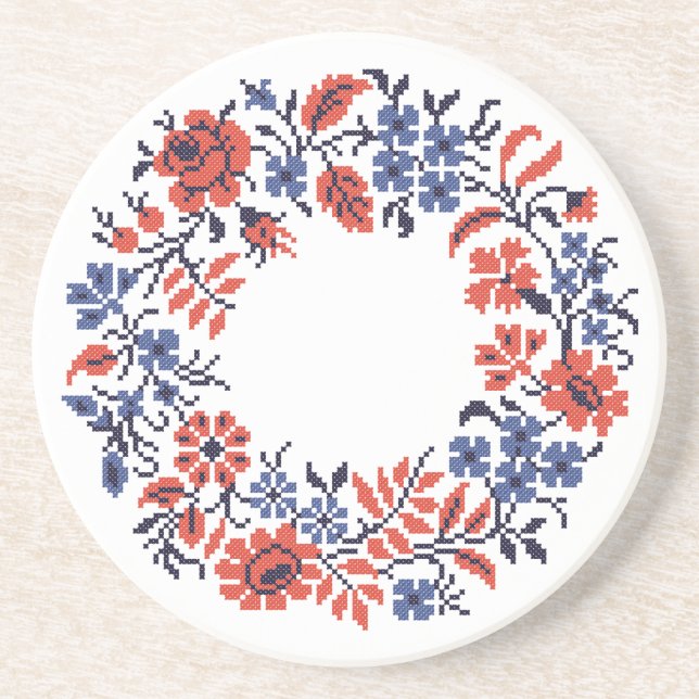 Posavasos De Arenisca Ciclo de flores (Frente)