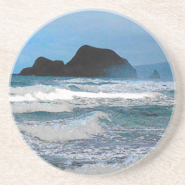 Posavasos De Arenisca Cielo azul de la costa hawaiana (Frente)