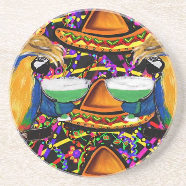 Posavasos De Arenisca Cinco De Mayo Fiesta Parrot (Frente)