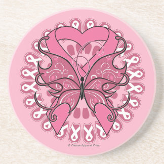 Posavasos De Arenisca Cinta cardíaca de mariposa - Cáncer de mama