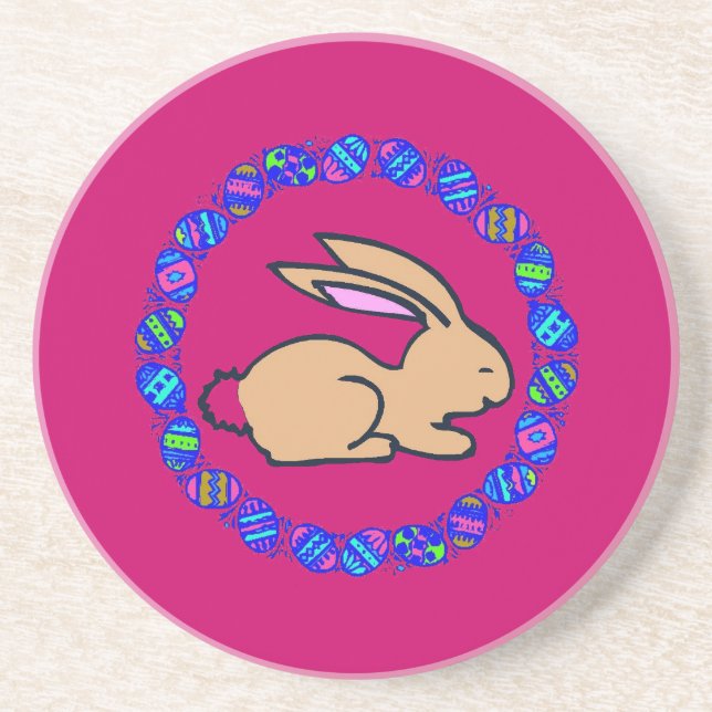 Posavasos De Arenisca Círculo de conejo de Pascua (Frente)