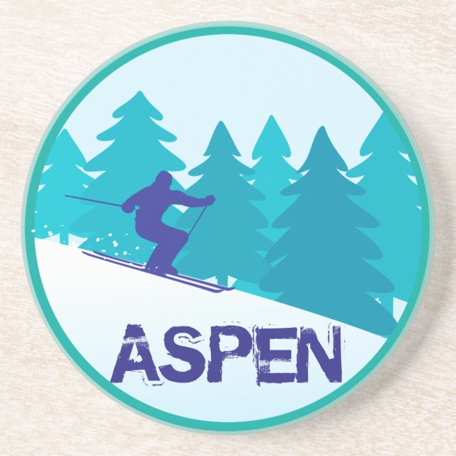 Posavasos De Arenisca Círculo del esquí de Aspen (Frente)