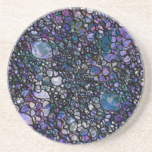 Posavasos De Arenisca Círculos abstractos dibujados a mano, azul, morado