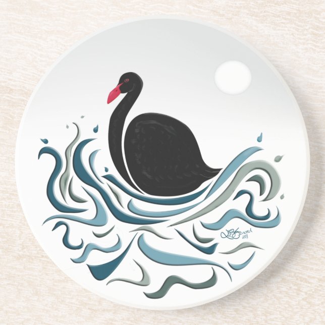 Posavasos De Arenisca Cisne negro (Frente)