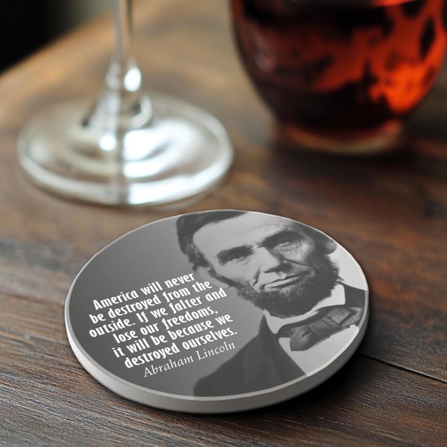 Posavasos De Arenisca Cita de Abe Lincoln sobre la libertad (Abraham Lincoln Quote Coaster)