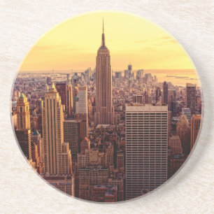 Posavasos De Arenisca Ciudad del horizonte de Nueva York con el estado