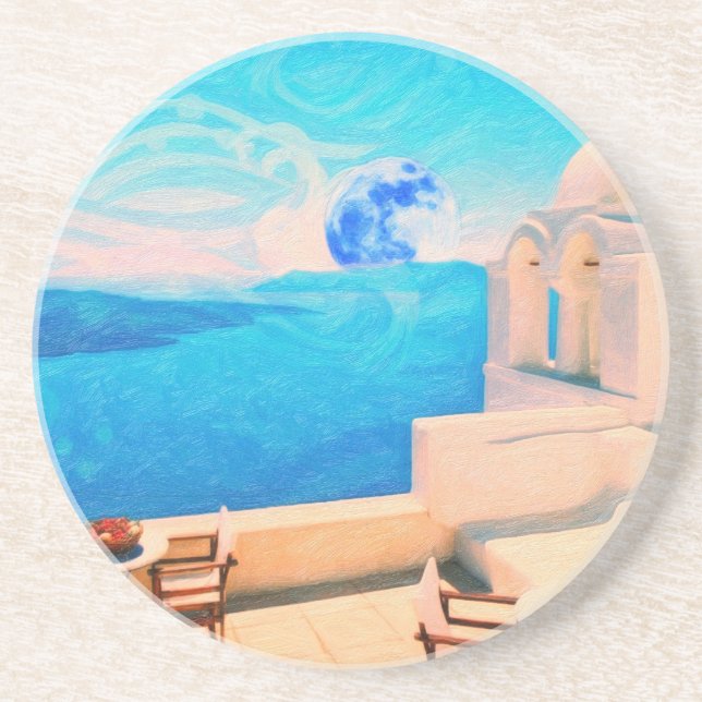 Posavasos De Arenisca Ciudad Grecia de Santorini (Frente)