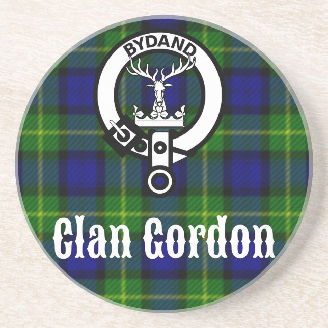 Posavasos De Arenisca Clan Gordon Tartan Escudo (Frente)