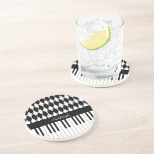Posavasos De Arenisca Claves y diamantes de piano personalizados