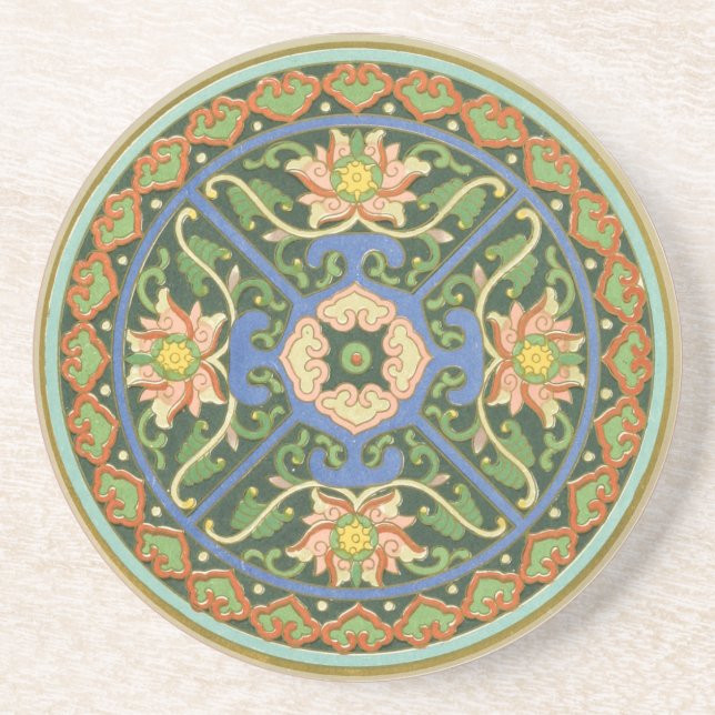 Posavasos De Arenisca Cloisonne China Patter Asia Oriental (Frente)