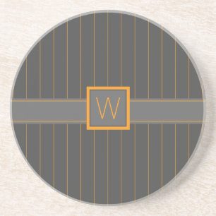 Posavasos De Arenisca Coaster de arenisca con rayas naranjas y grises