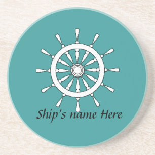 Posavasos De Arenisca Coaster - Helm with Ship Name