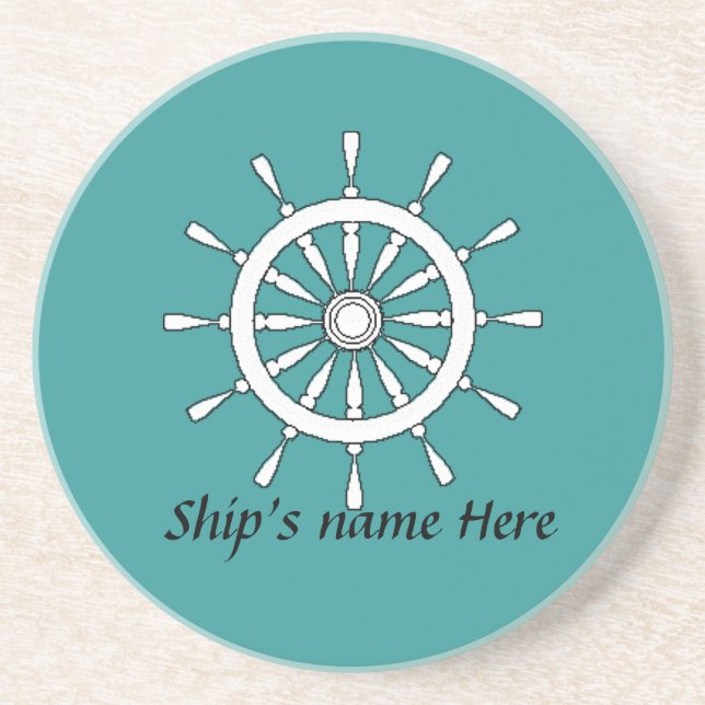 Posavasos De Arenisca Coaster - Helm with Ship Name (Frente)