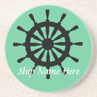 Posavasos De Arenisca Coaster - Ship's helm with name