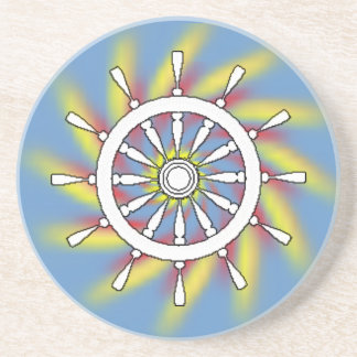 Posavasos De Arenisca Coaster - Ships Wheel with Spiral Background