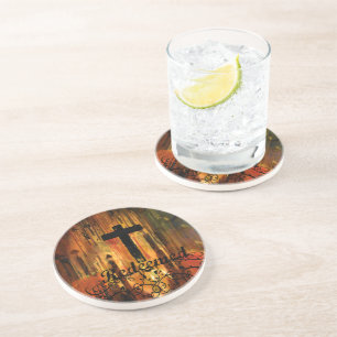 Posavasos De Arenisca Coasters de Cruz Redimida