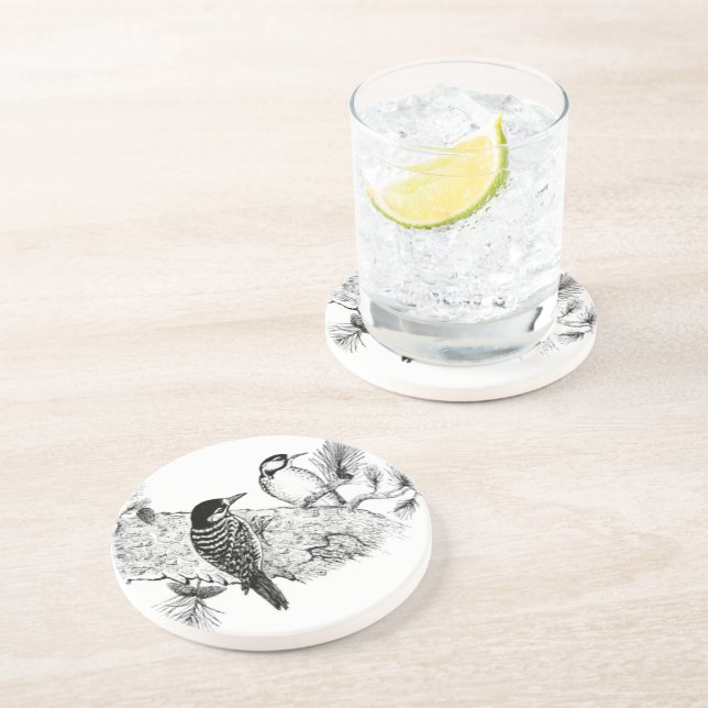 Posavasos De Arenisca Coasters de Woodpecker (Lado)