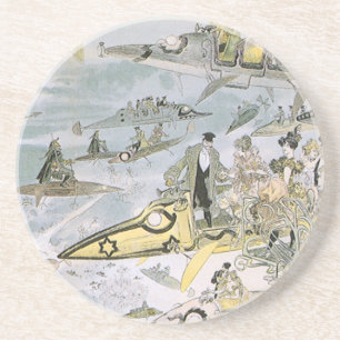 Posavasos De Arenisca Coches futuristas de ciencia ficción vintage, taxi