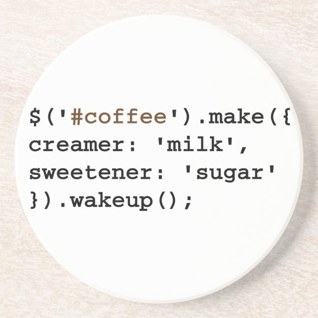 Posavasos De Arenisca Código rubio y dulce del café del Javascript (Frente)