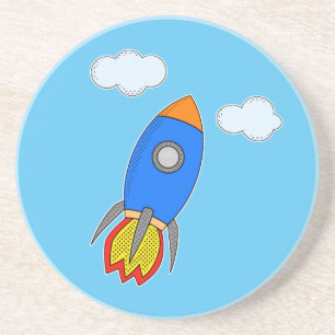 Posavasos De Arenisca Cohetes Espaciales personalizados En Cielo Azul