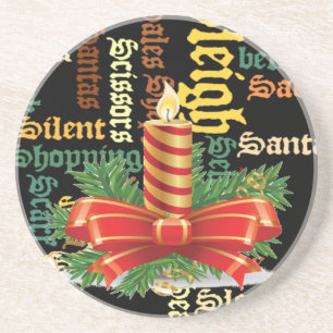 Posavasos De Arenisca Colección de arte de palabras de velas de navidade