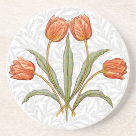 Posavasos De Arenisca Colección de pinturas de tulipanes antiguos Morris
