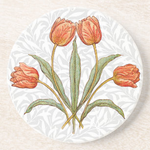 Posavasos De Arenisca Colección de pinturas de tulipanes antiguos Morris