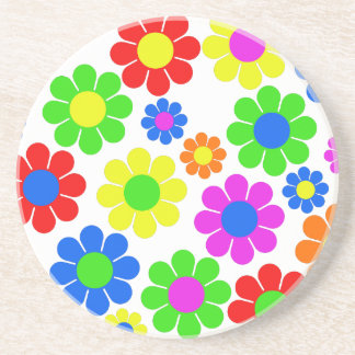 Posavasos De Arenisca Collage de la flor del hippy