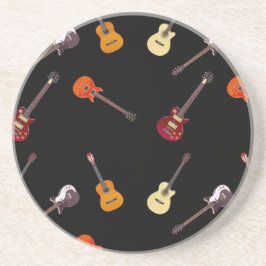 Posavasos De Arenisca Collage de la guitarra acústica eléctrica y