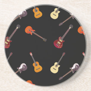 Posavasos De Arenisca Collage de la guitarra acústica eléctrica y