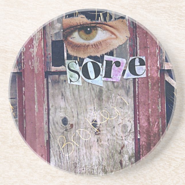 Posavasos De Arenisca collage de ojos (Frente)