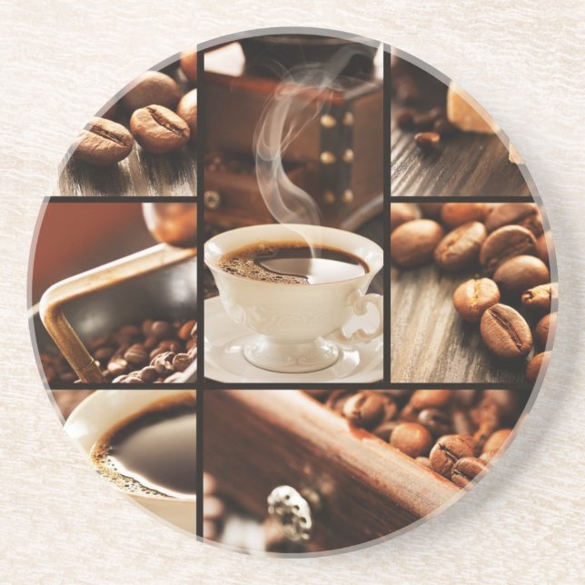 Posavasos De Arenisca Collage del café (Frente)