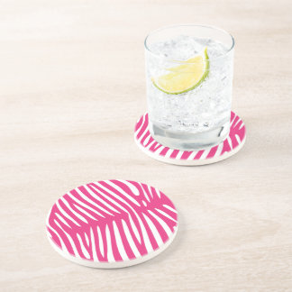 Posavasos De Arenisca Color de fondo de cambio de piel de cebra rosa y f