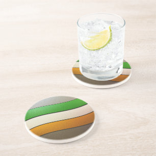 Posavasos De Arenisca Colores de bandera de Irlanda cromados por Shirley