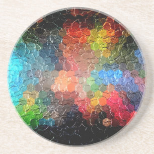 Posavasos De Arenisca Colores dinámicos abstractos de la pintura el  
