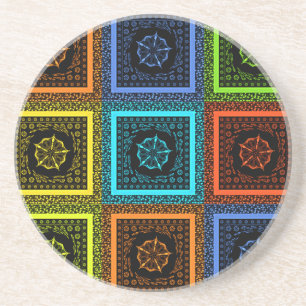 Posavasos De Arenisca Colores tradicionales Masai dorado rojo azul verde