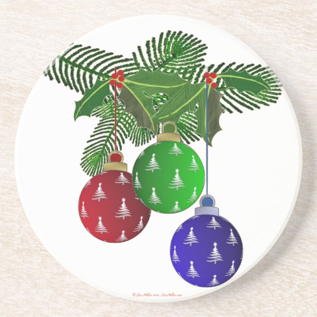 Posavasos De Arenisca Colorful Christmas Tree Ornaments (Frente)