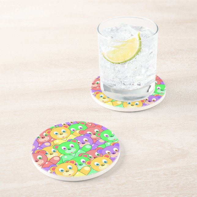 POSAVASOS DE ARENISCA COLORIDOS OSOS TEDIDOS (Lado)
