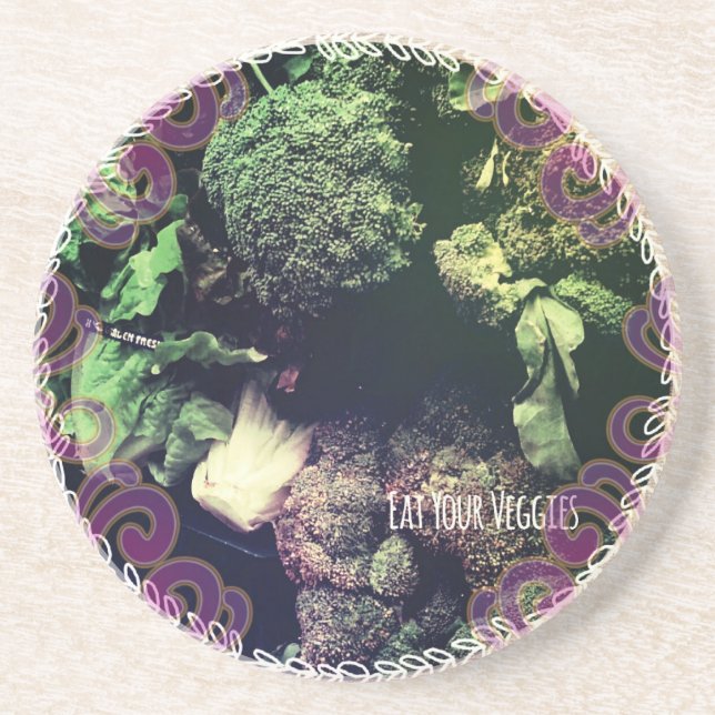Posavasos De Arenisca Coma tus verduras (Frente)